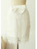 Ivory Lace Ruching Sash Knee Length Skirt